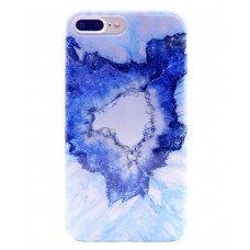 iPhone 7 Plus - TPU IMD Soft Full Case Printing Protective Cover Case - Blue White Crystal Stone Pattern
